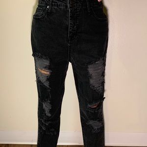 black ripped vintage jeans